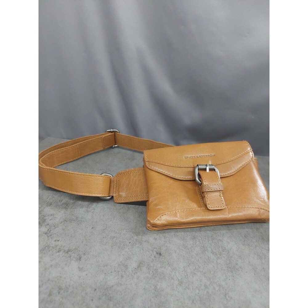 SPIKES & SPARROW Camel Leather Belted Waist  Bag